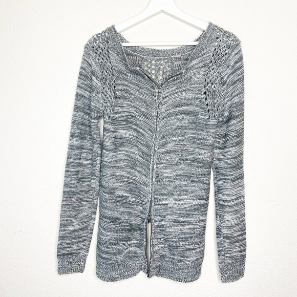 Altar'd State Gray Two Way Zip Back Mulit Knit Pattern Sweater Sz S - Picture 6 of 10